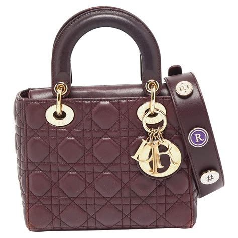 My lady dior leather handbag Dior Burgundy in Leather 